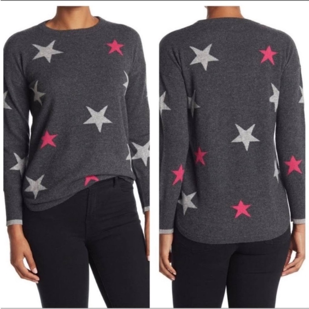 Philosophy Women's Sweater Grey Pink Light Grey Star Cashmere Pullover